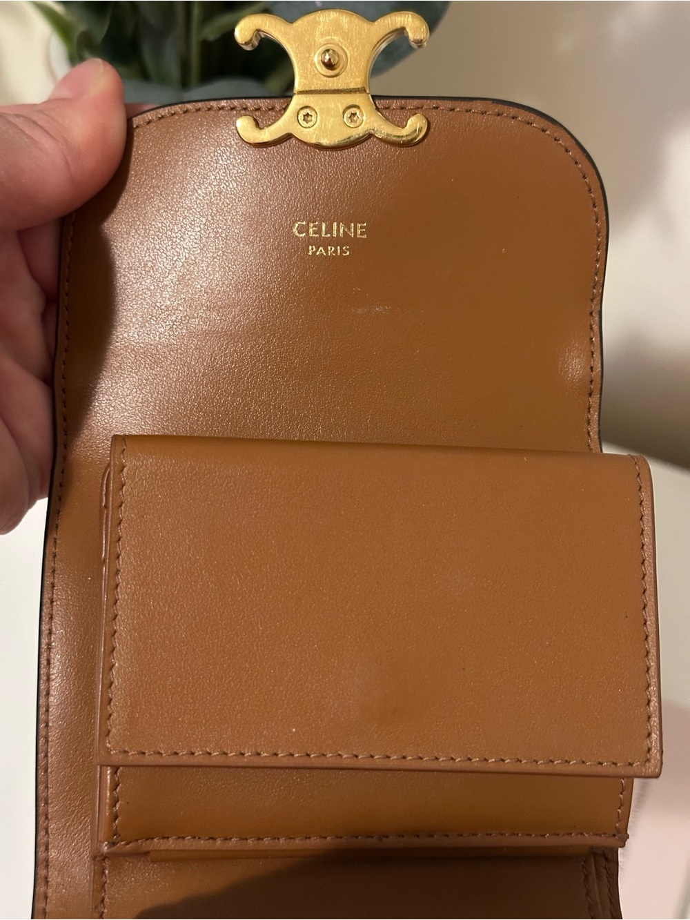 Celine Triomphe Small Wallet in Black and Brown with Gold Hardware - Picture 5 of 7